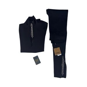 Burberry Black Logo-Trim Jumpsuit & Legging Set